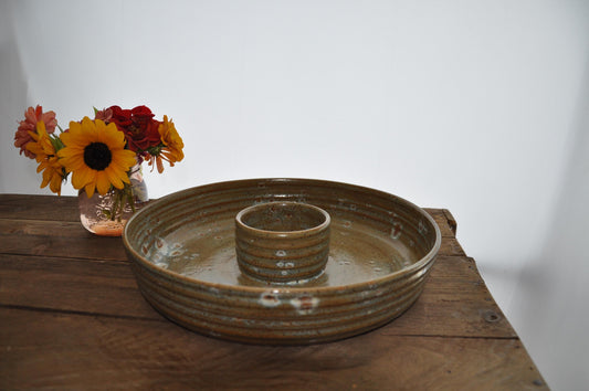 Handmade Ceramic Chip and Dip Bowl