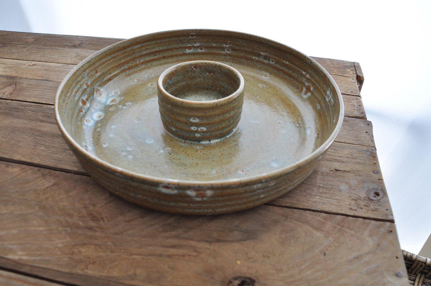 Handmade Ceramic Chip and Dip Bowl